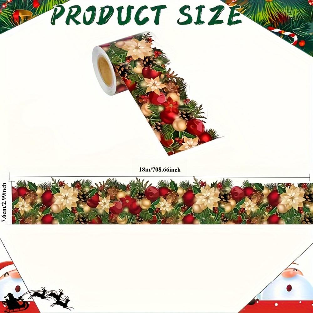 18M Self Adhesive Christmas Border Sticker Santa Snowman Wave Design for Classroom Office Chalkboard Wall Home Outdoor Decor