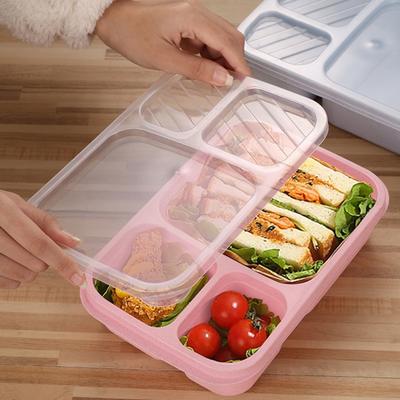 Divided Lunch Box with Sealing Lid Multi-Compartment Meal Prep Container Microwave Safe Bento Box for Work And School