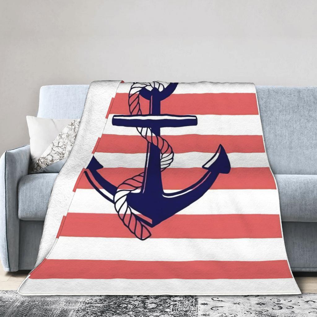 Nautical Anchor Boat Plush Blanket Girls Boys Flannel Bedding Throws Chair Super Soft Custom Quality Bedspread Gift Idea