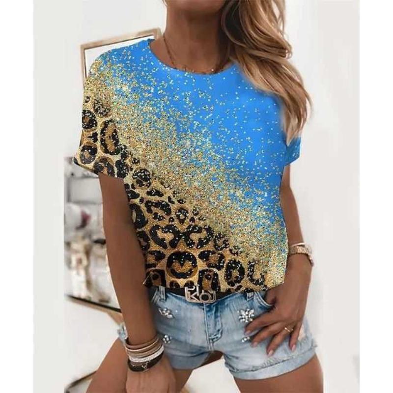 Sexy and Fashionable Leopard Print Casual Short Sleeved Street Women's T-shirts