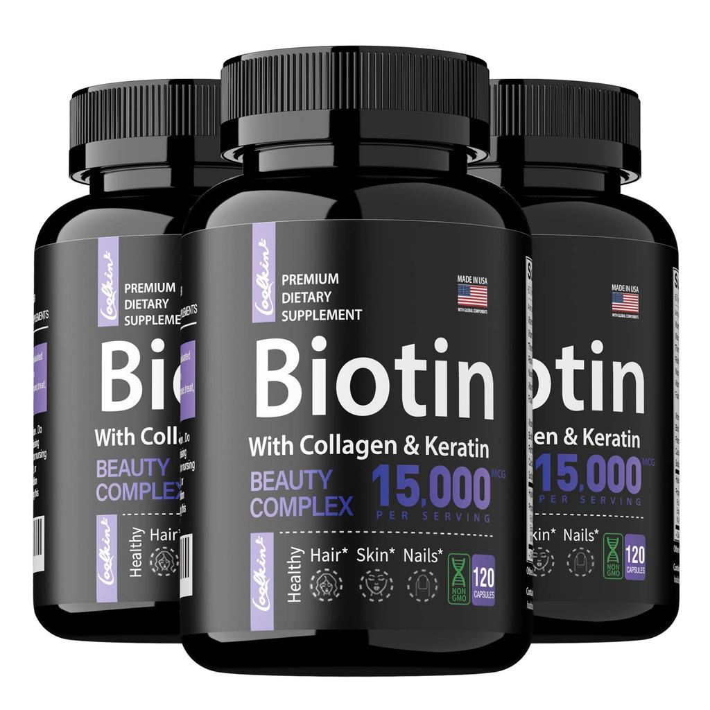 Coolkin Biotin Capsules Are Beneficial for Skin and Hair Health, Suitable for Both Men and Women, and Are Gentle and Easily Absorbed.