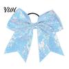 Stage Costume Accessories Sequins Hair Bows, Elastic Tie, Large Cheerleading Shiny Bows for Girls Band Ponytail Holder, Glitter Scrunchies Women Teens