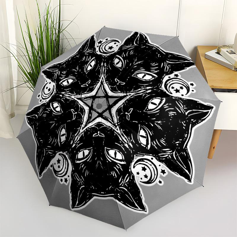 1pc Cat Mandala Automatic Open/Close Umbrella Compact Folding Umbrella, All-Season Portable Umbrella for Women/Men251