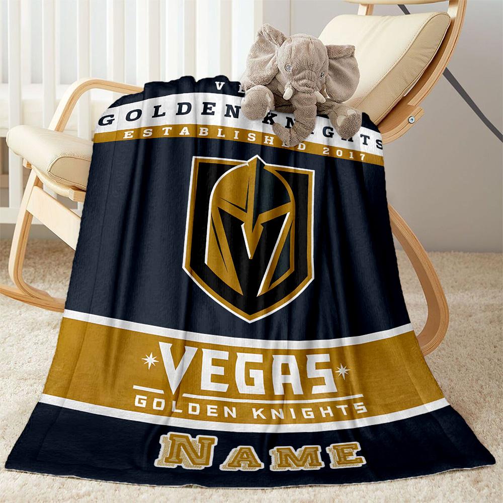 Golden Knights Vegas Pride Personalized Text Blanket Gift Customizable Blanket Ultra-Soft Throw For Chair Nap Couch Bedding for All Occasions