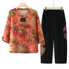 Elderly Women's Summer Outfit: Mid-Sleeve Shirt & Pants Set, Lightweight Fabric - Perfect for Mom or Grandma