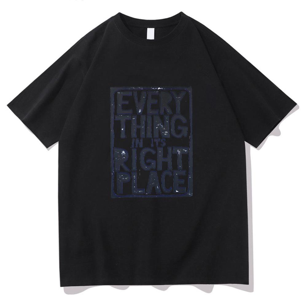 Radiohead Everything in Its Right Pattern T-Shirt Radiohead Rockband T-Shirt Sommer Herren Retro Klassisch Reine Baumwolle T-Shirt Y2K