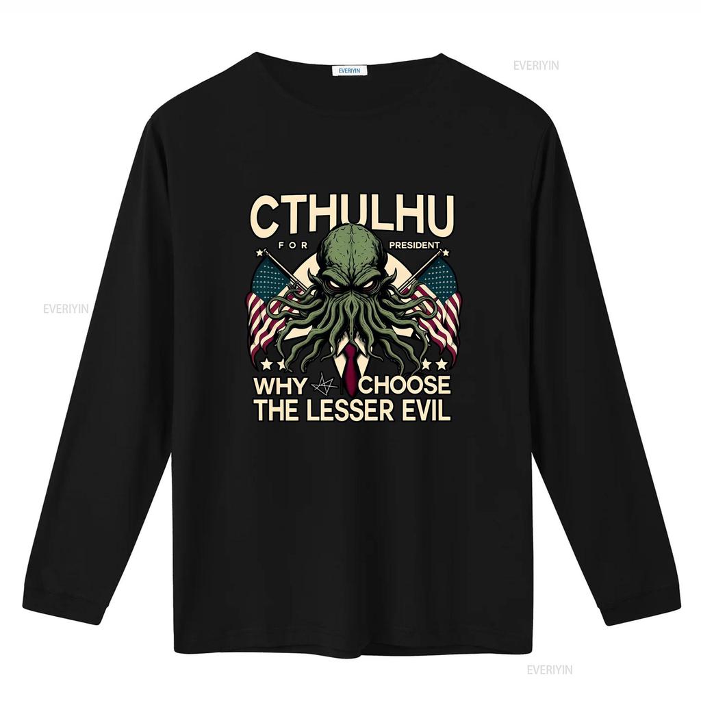 Vintage Cthulhu For President Funny Evil Slogan Print Casual Streetwear T Shirt vintage Washed homme Versatile Stylish Soft