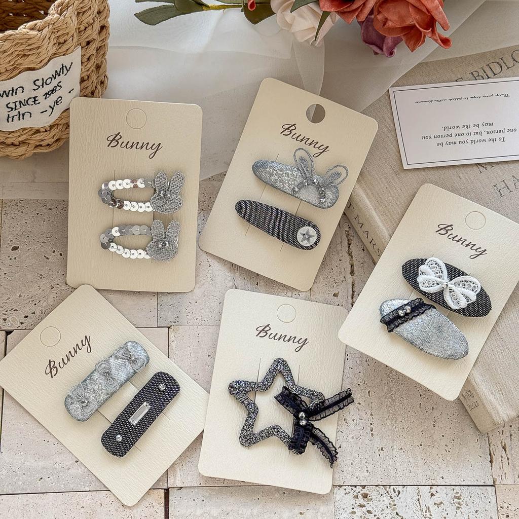 Hand-made Sweet and Cool Black and Silver Children's Hairpin Temperament High-end Sense of Girl Bangs Hairpin Head Accessories Hair Accessories
