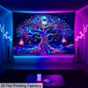 2D UV Reactive Tree of Life Tapestry Blacklight Glowing Psychedelic Wall Decor