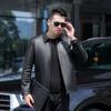 Spring and Autumn Men's Genuine Leather Jacket First Layer Cowhide Jacket Solid Color Lapel Jacket Middle-aged Business Dad Outfit Large Size