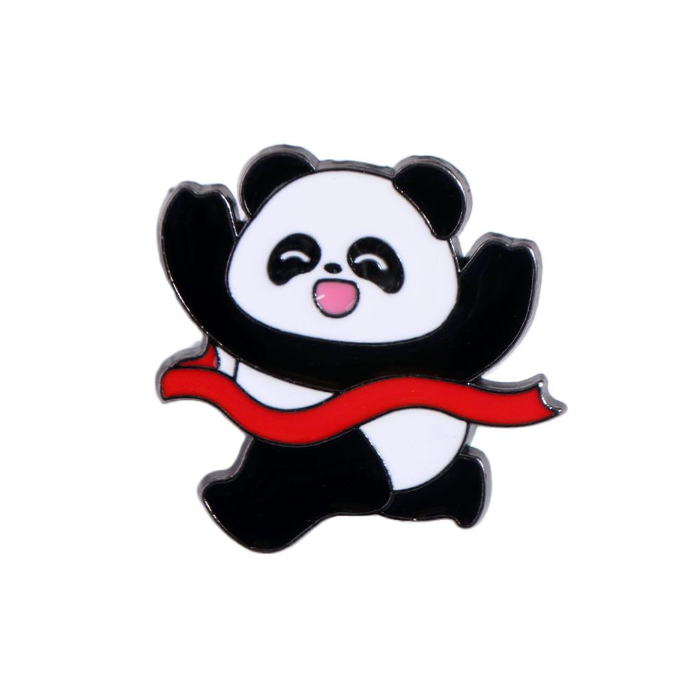 

Zinc Alloy Panda Athlete Enamel Pins Trinket Craft Panda Skateboard Brooch Personality Jewelry Giant Panda Shape Badge Hat Badge
