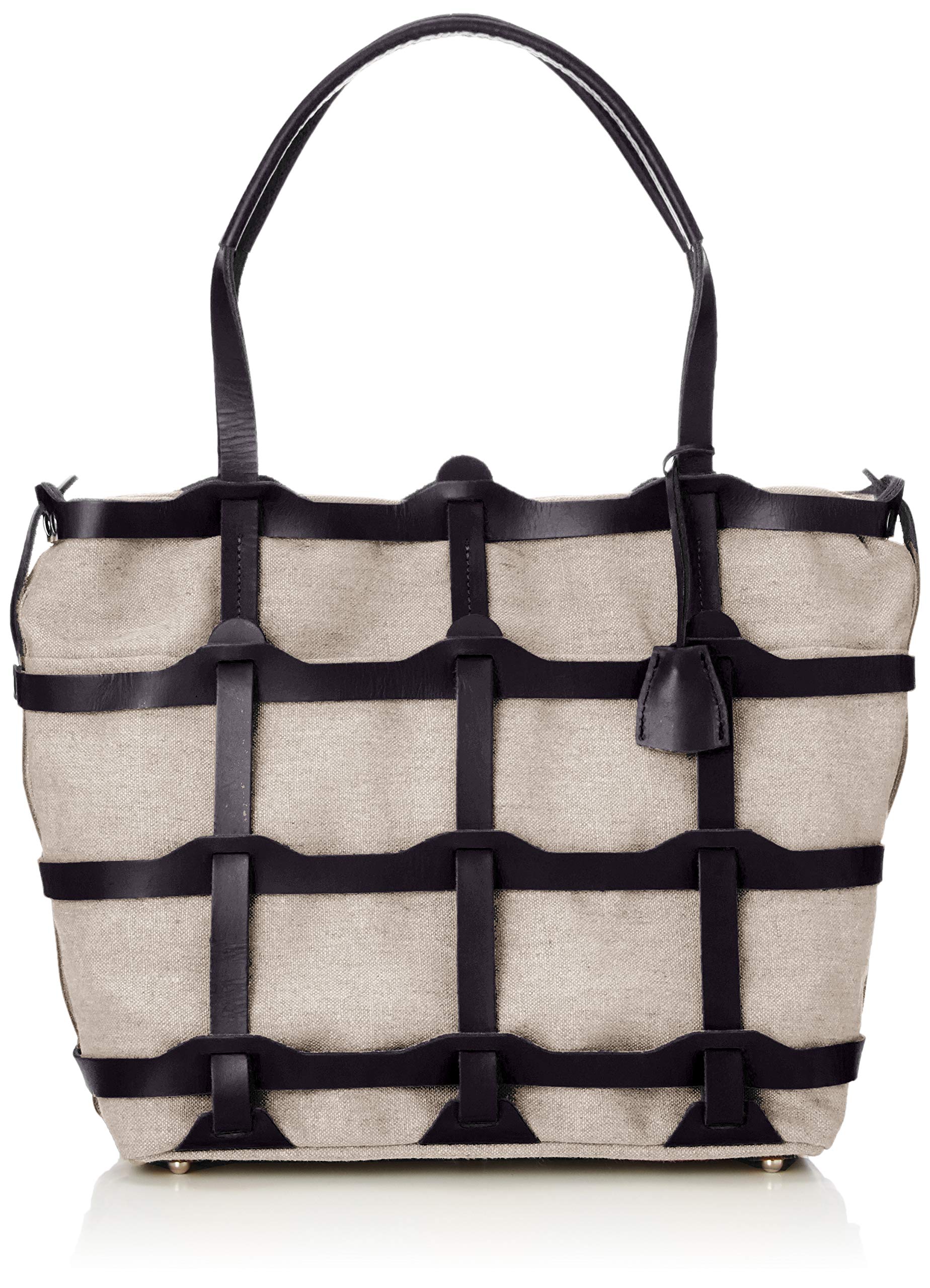 

Сумка-тоут из кожи и льняной сетки, черная [Isaac] Y01-10-02 чёрный