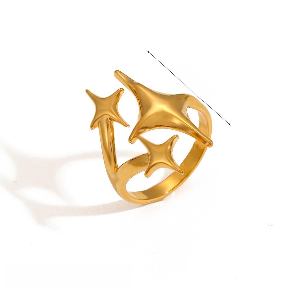 Style Geometric Stainless Steel Ring With 18k Gold Plating For Women And Men