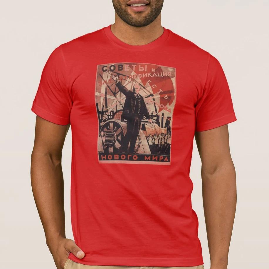 Soviet Propaganda Poster Lenin Socialist Communism VIVA USSR TShirt Sunmmer Cotton Short Sleeve ONeck Mens T Shirt New S3XL S