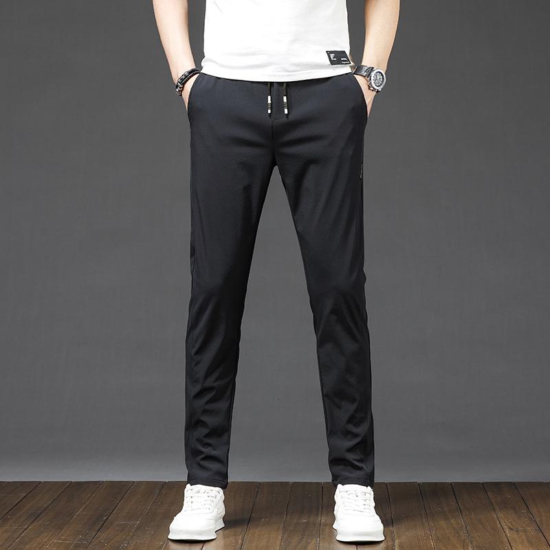 2023 Men's Ice Silk Quick-Dry Straight Loose Pants - Comfortable, Elastic, Slim Fit