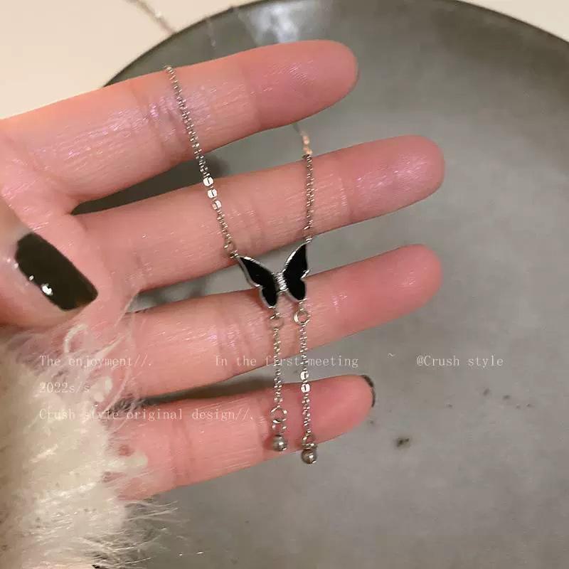 

Черное ожерелье с кисточками в виде бабочки и капель масла – стильная и крутая цепочка на ключицу для женщин Butterfly Tassel Necklace