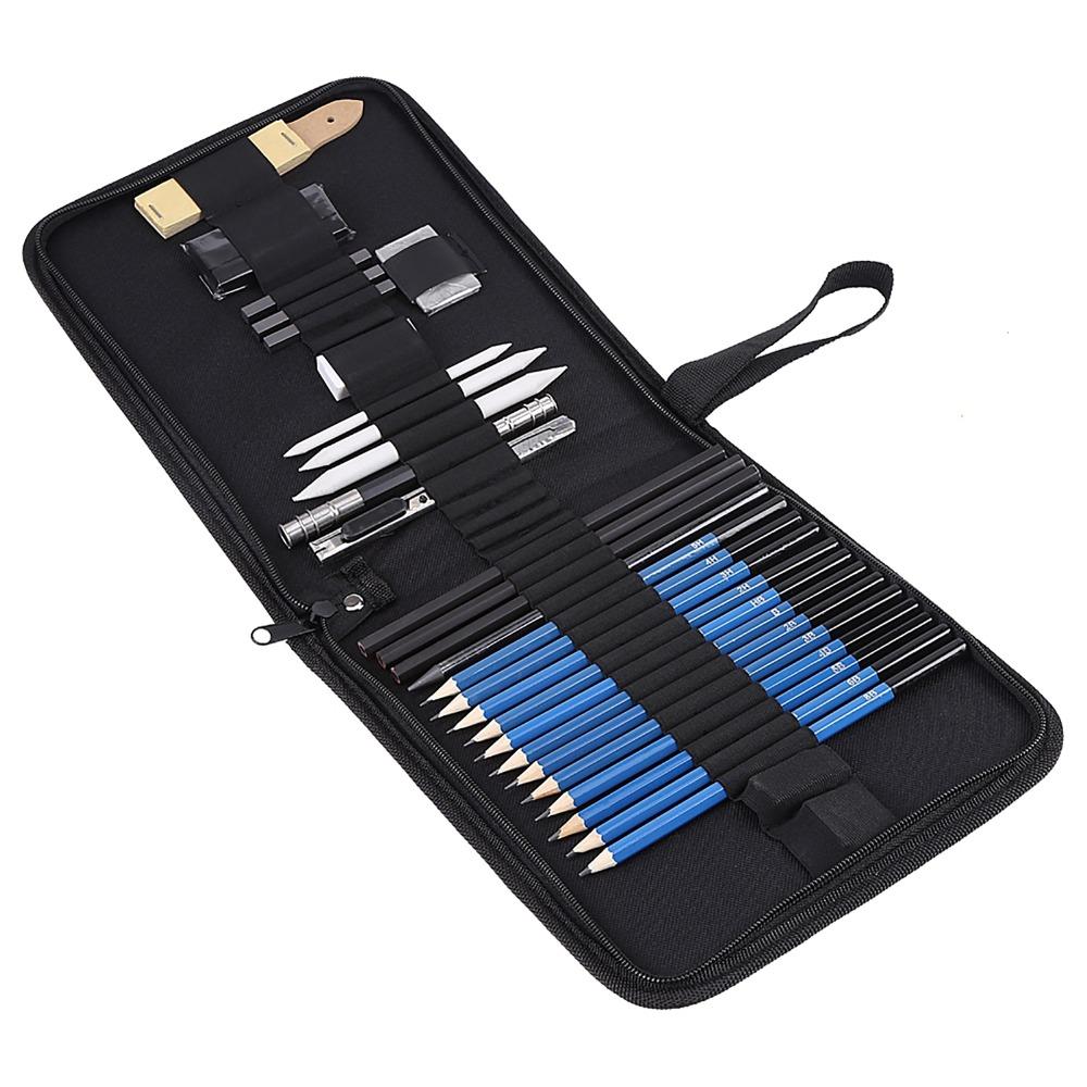 33PCS With Storage Bag Drawing Supplies Non Toxic Charcoal Sticks Sketch Pencil Line Drafting