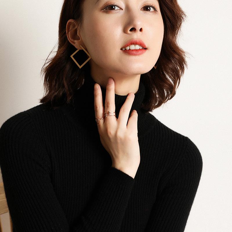 Turtleneck Jumper Woman Knitted Blouses Fashion Ladies Sweaters Winter Thermal Striped Long Sleeve Autumn Warm Tops