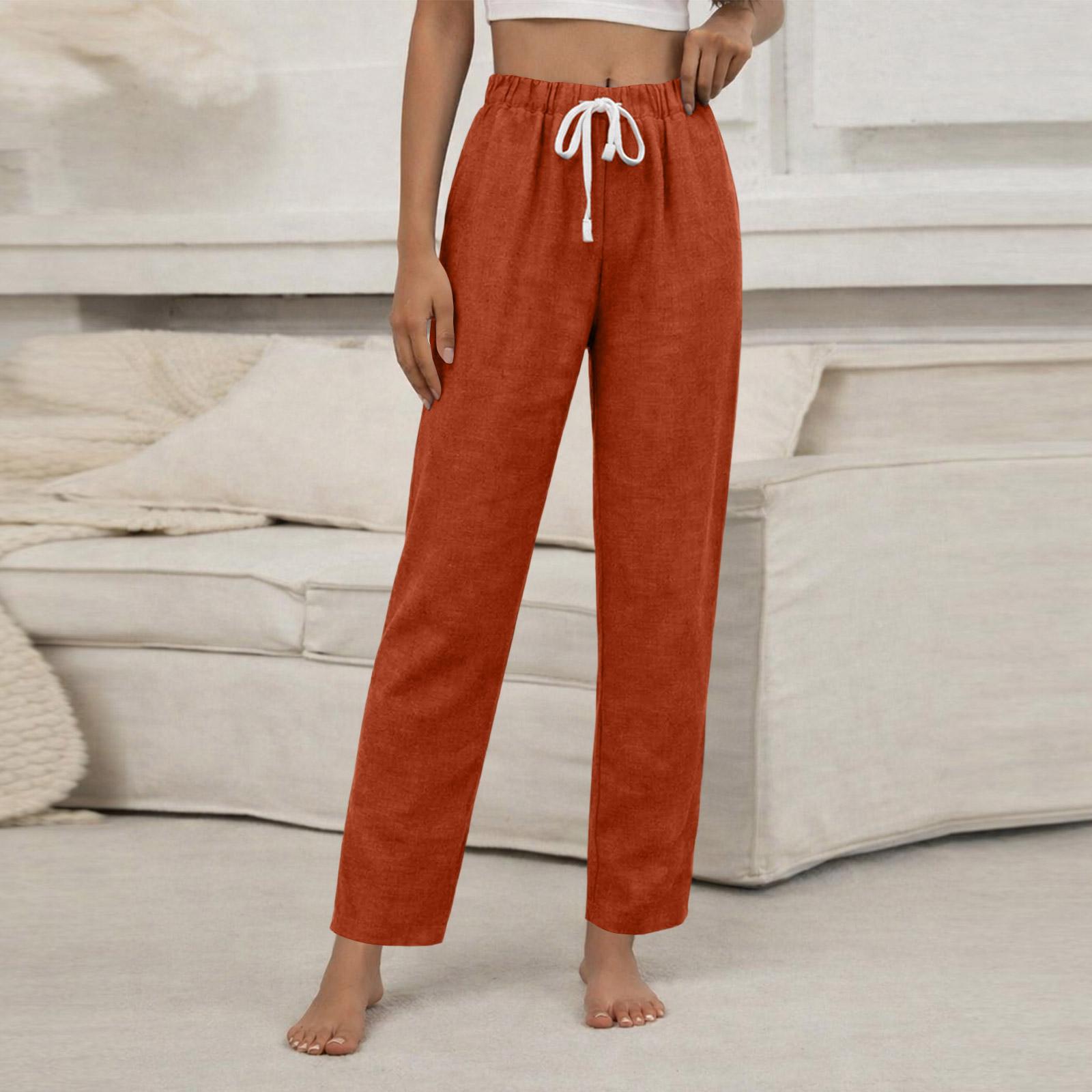 

Women s Loose Casual Drawstring Pants XXL помаранчевий
