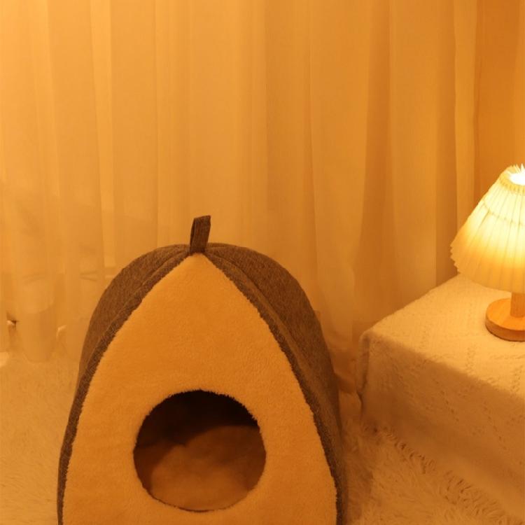 Teepee Shape Cat Cave Bed Pet Tent House Soft Cushion Anti-Slip Bottom
