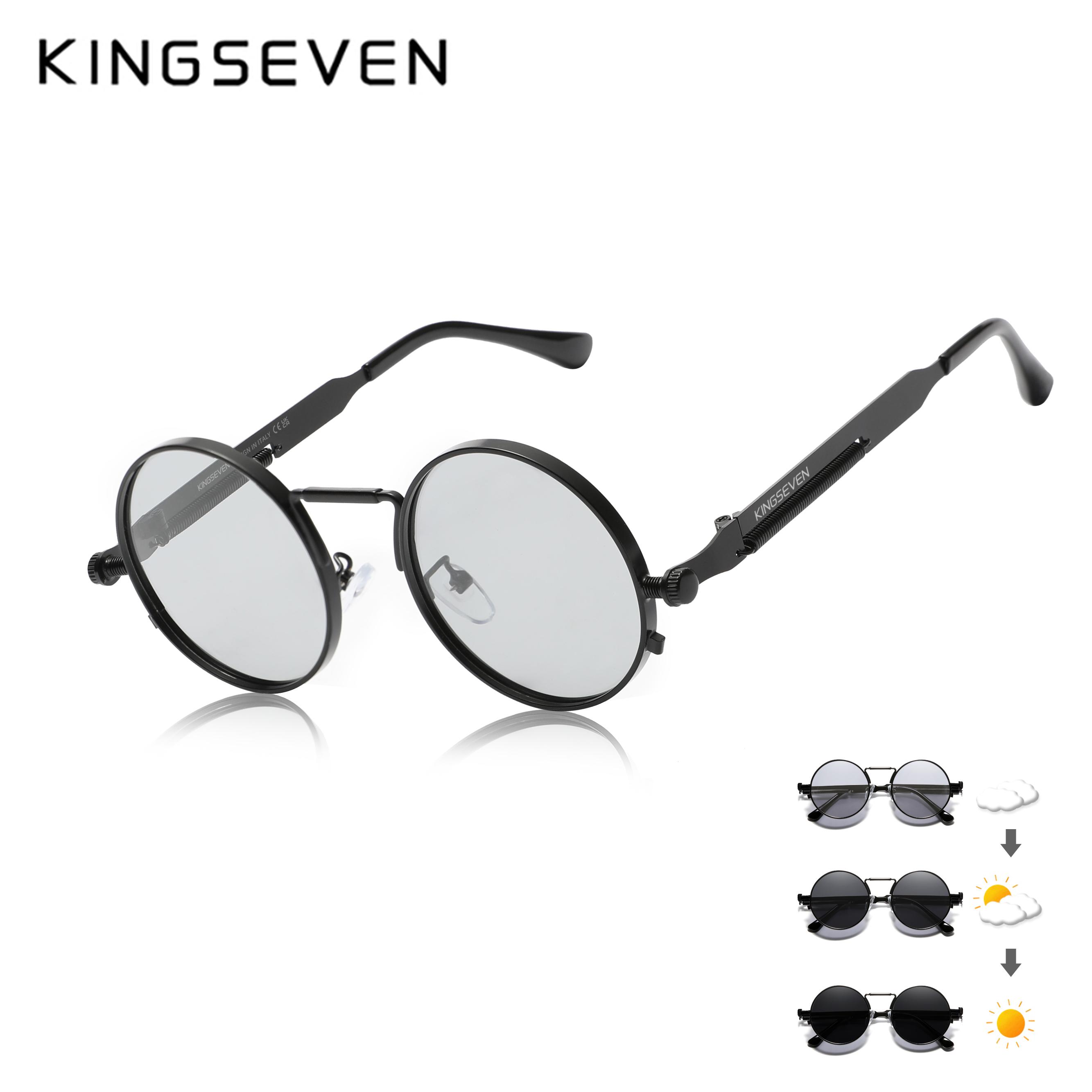 

KINGSEVEN Новий ретро сонцезахисні окуляри готичний стімпанк поляризований чоловіки жінки окуляри дизайнерські вінтажні круглі окуляри для вулиці Original Kingseven