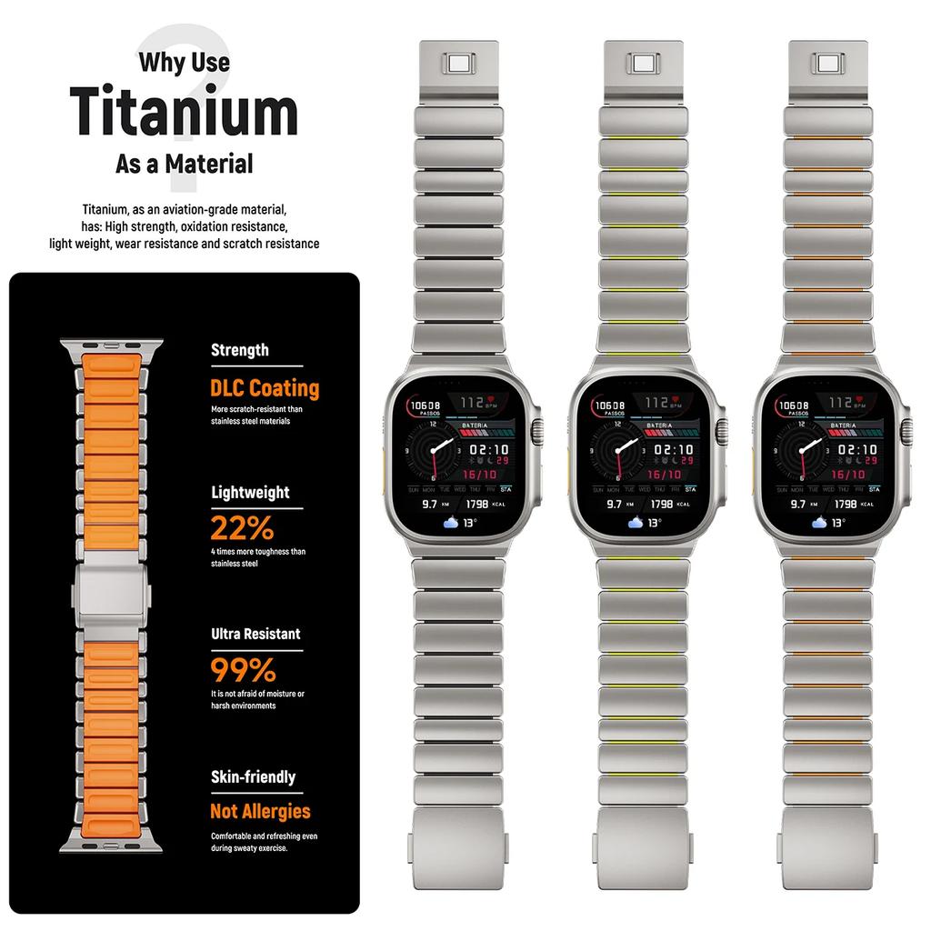 Cinturino Magnetico in Titanio e Silicone per Apple Watch Ultra 3/2/1 49mm Serie 11 10 46mm Cinturino Metallico per Iwatch 9 8 7 45mm 6 SE 5 44mm