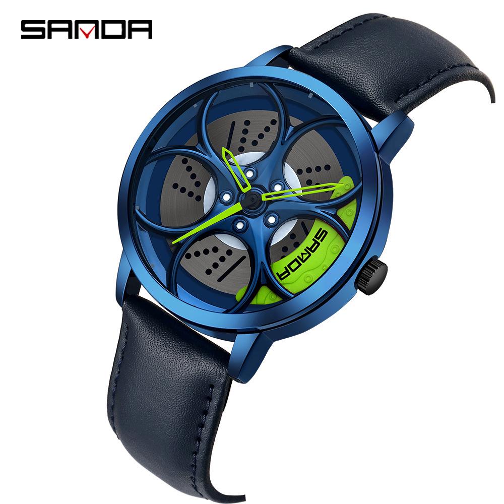 Classic Men's Quartz Watch - Car Wheel Style, Steel Band, Trendy & Casual
