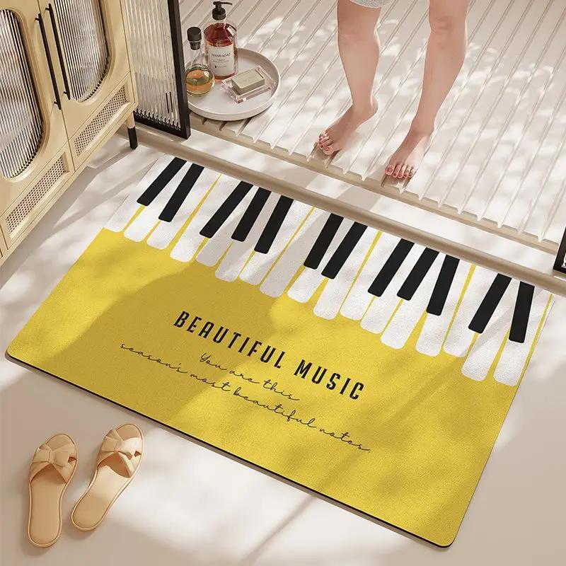Light Luxury Piano Floor Mat Music Style Door Mat Foyer Entrance Quick Drying Anti Slip Foot Mat Bathroom Accessories Home Decor