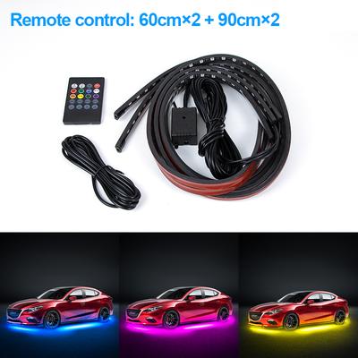 SEAMETAL 4Pcs Car Underglow Neon Accent Strip RGB Colored Decorative Light Sound Active Underbody Atmosphere Lamp APP Control