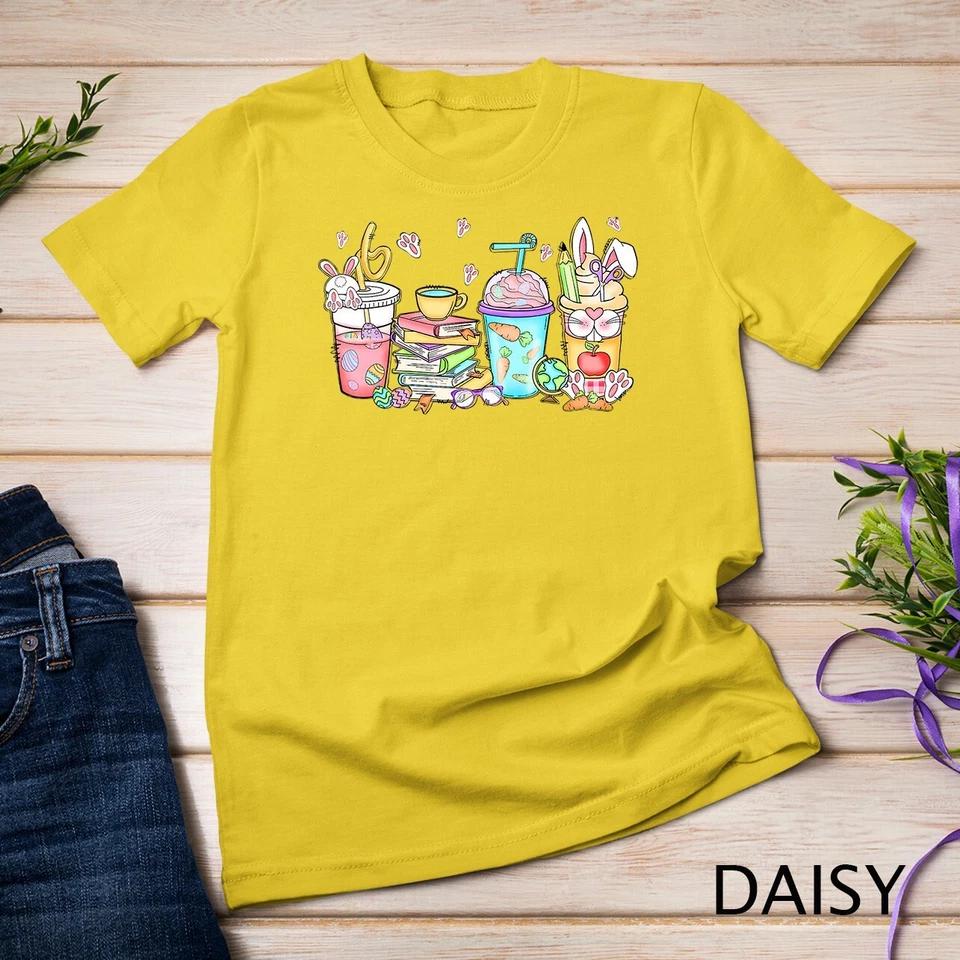 Happy Easter Bunny Coffee Lover Latte Iced Coffee Easter Day Unisex T-shirt 3 S