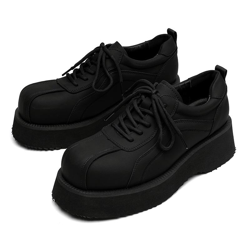 

Мужские туфли с большой головой Микки Дерби на платформе, с завышенной шнуровкой, низкие повседневные кожаные туфли, мокасины 20255-B 44 чёрный