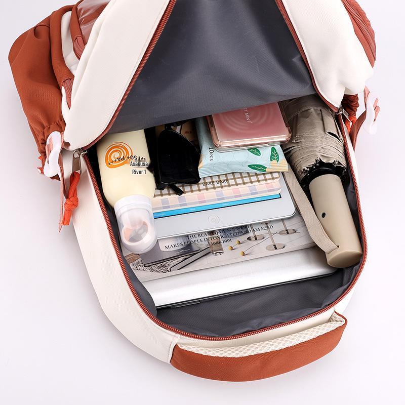 High-Capacity Colorblock Backpack for Girls - Lightweight, Spine-Support, Ideal for Middle & High School Students