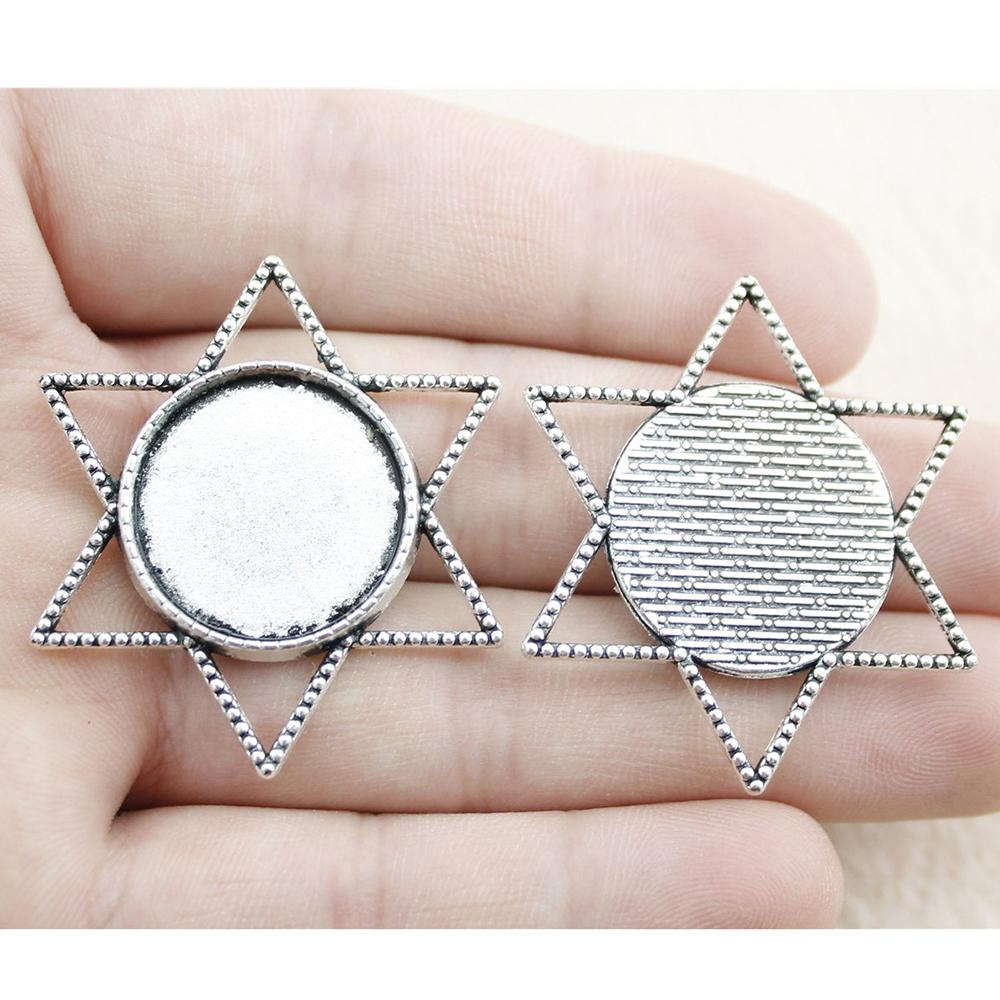 10pcs Fit 20mm Round Glass Cabochon Base Setting Pendant Tray For Jewelry DIY Making Antique Silver Color FM4025