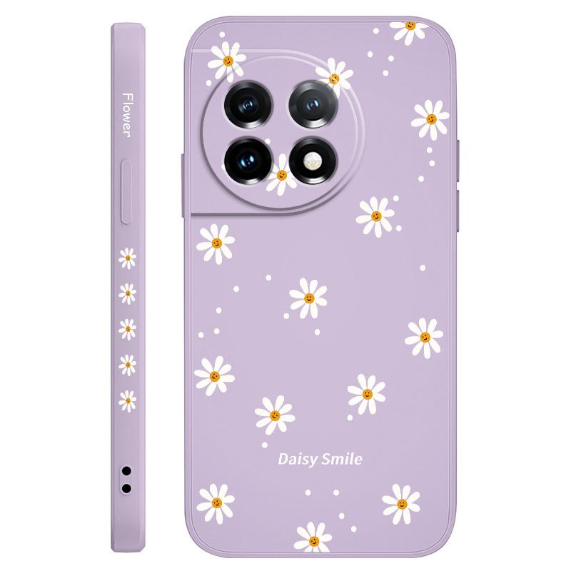 

Smiling Daisy Phone Case For Oneplus 13 13R 12 12R 11 11R 10 10R 10T 9R 9RT 9 8T 8 7 7T Pro 5G Liquid Silicone Cover OnePlus 11 5G світло-фіолетового кольору