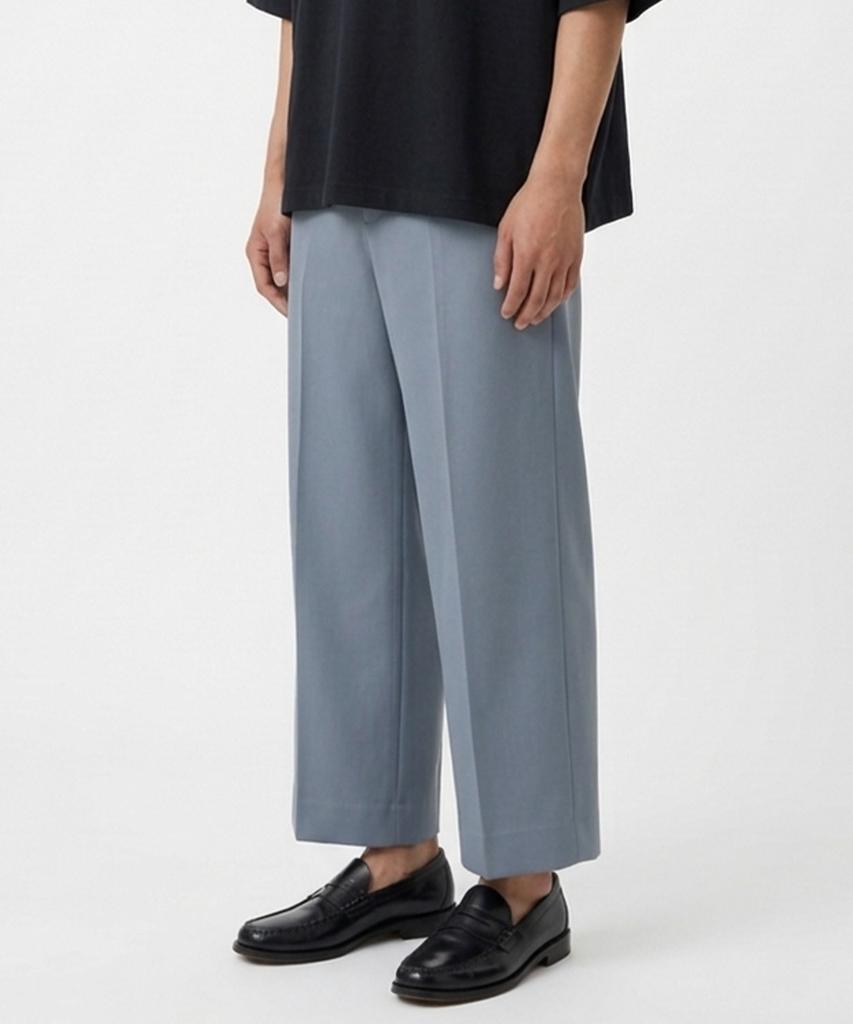 SEVENSELAH Hubis Wide Straight Crop Pants Blue Gray