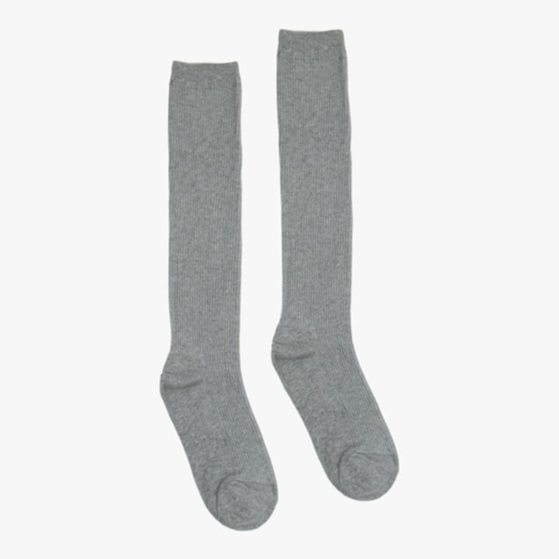 Pink PINEAPPLE [2PAIRS 1SET] RIBBED KNEE SOCKS_GREY