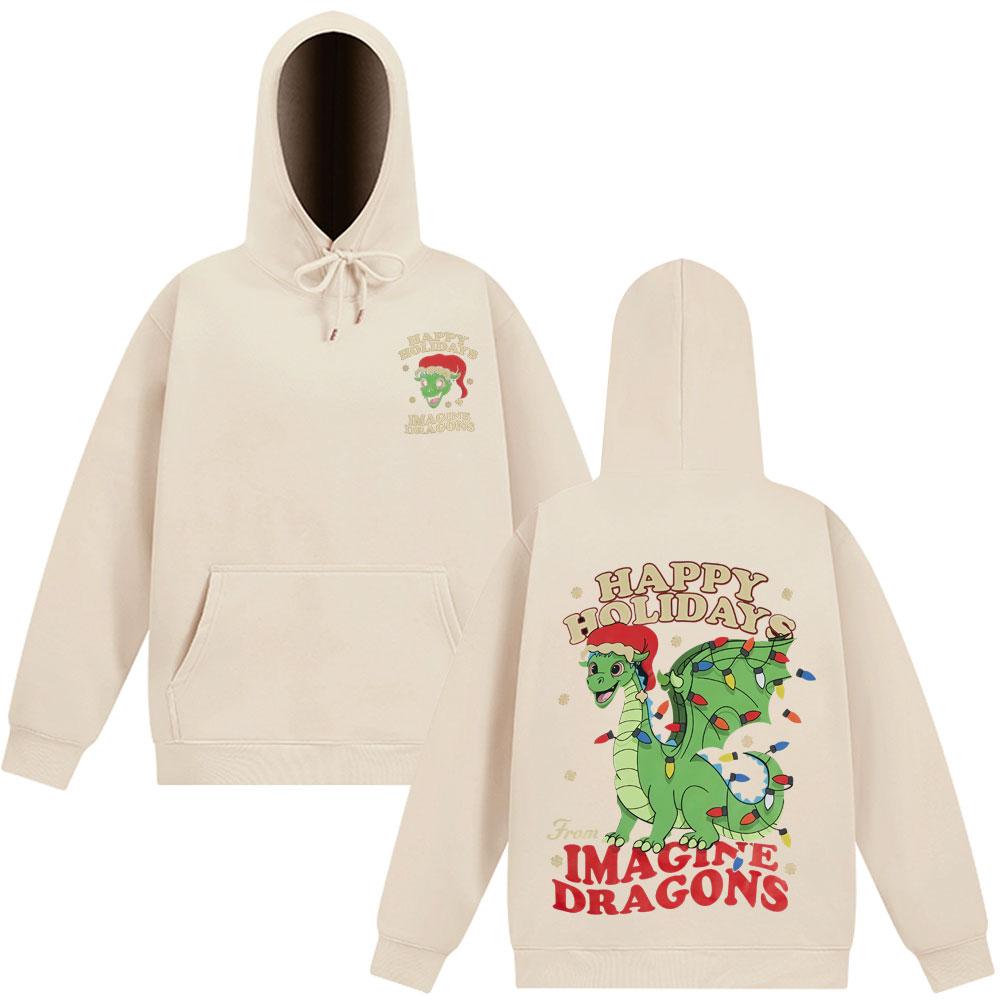 Imagine Dragons Loom World Tour 2025 Pullover Rockband Cartoon Drache Unisex Hip-Hop Loose Fleece Kapuzenpullover Streetwear