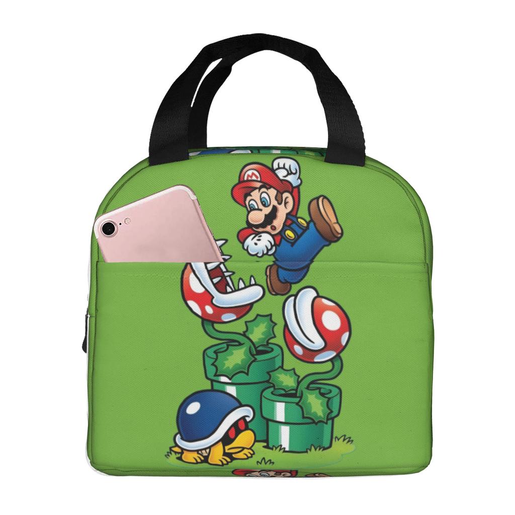 Custom M-Marioed Insulated Lunch Tote Bag for Women Men Cartoon Portable Thermal Cooler Food Lunch Box Outdoor Camping Travel