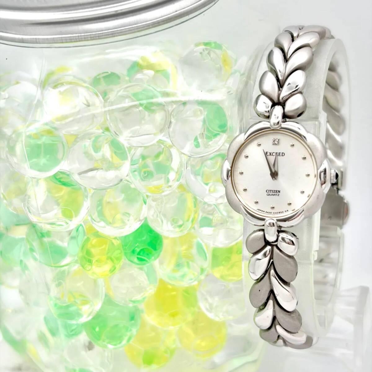 [New battery] CITIZEN EXCEED 1P Diamond SV925 Silver Women s Watch Flower Motif 4420-E42177 2100248