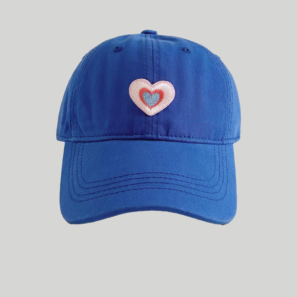Korean Style Heart Embellished Baseball Cap Women Cotton Summer Sun Hat With Wide Brim