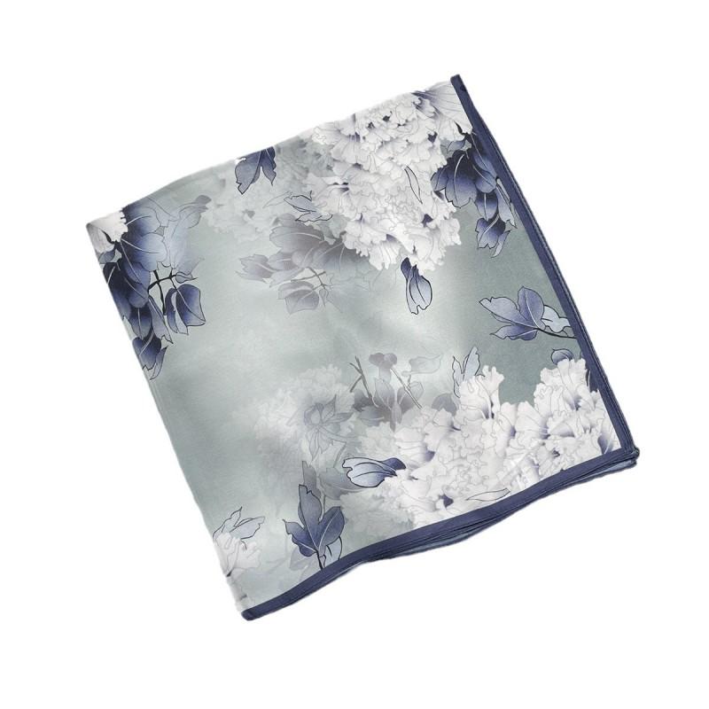 Elegant Floral Print Silk Scarf 68x68cm Lightweight Square Shawl Women Winter Office Chic Gift