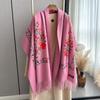  Fashion Luxury Embroidery Scarf Elegant Women Winter Thick Warm Neck Pashmina Long Fringe Scarves Lady Blanket Soft Shawl