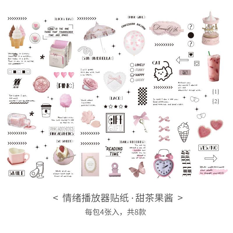 4 Sheets Cartoon Diary Decorative Materials Paper Cute Handwritten Sticker