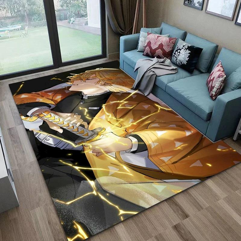 Anime Characters Carpet Mat Rug Water Lightning Effects Team Group Home Decoration Dynamic Vibrant Floor Mat Bedroom Decor