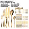6/16/20/24Pcs Gold Tableware Stainless Steel 304 Cutlery Set Western Dinner Set Mirror Fork Spoon Smooth Handle Flatware4