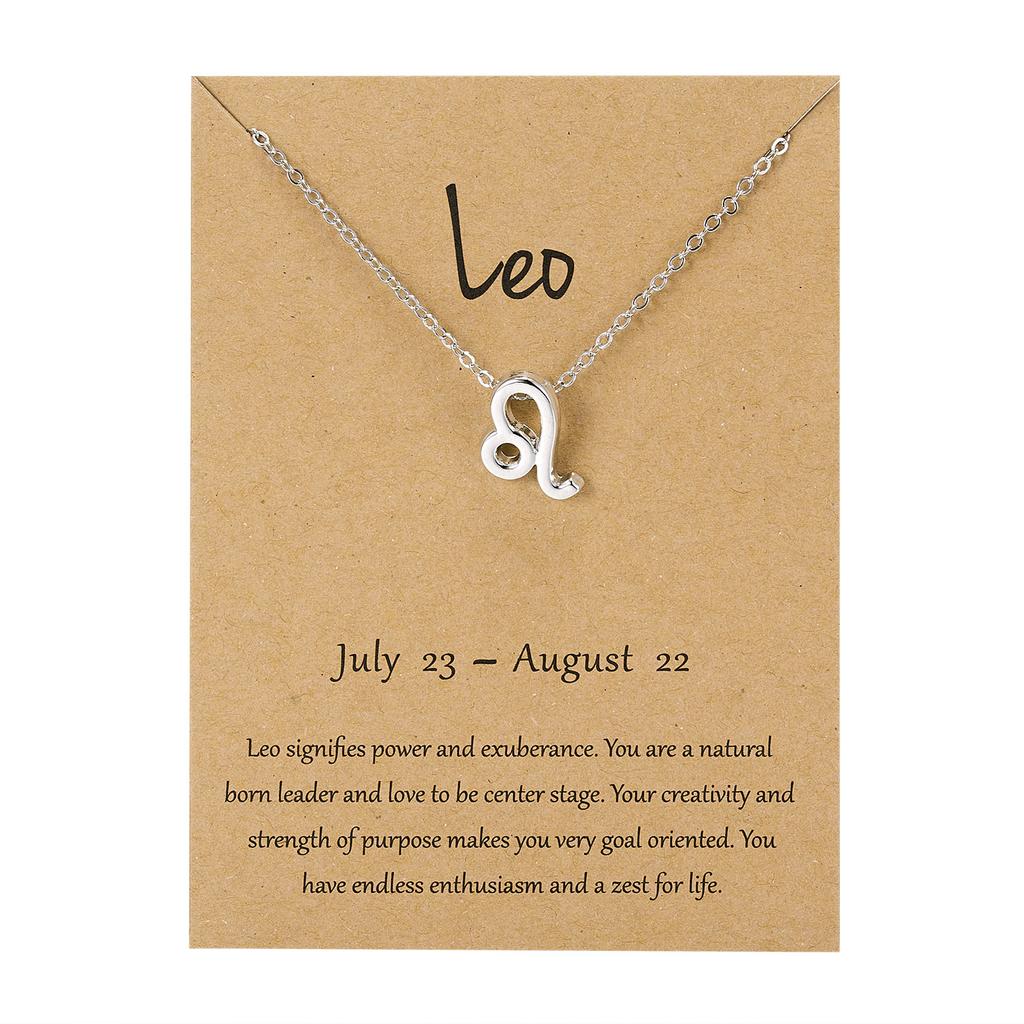 12 Constellation Pendant Necklace Zodiac Sign Jewelry Choker Necklace Charm Necklace Birthday Gifts Message Wish Card for Women