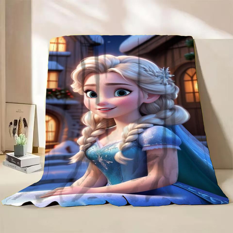 

Disney Frozen Elsa Princess Flannel Kids Blanket Cartoon Cute Plush for Home Bedroom Sofa Picnic Office Cover Blanket Warm Gifts 80x60in