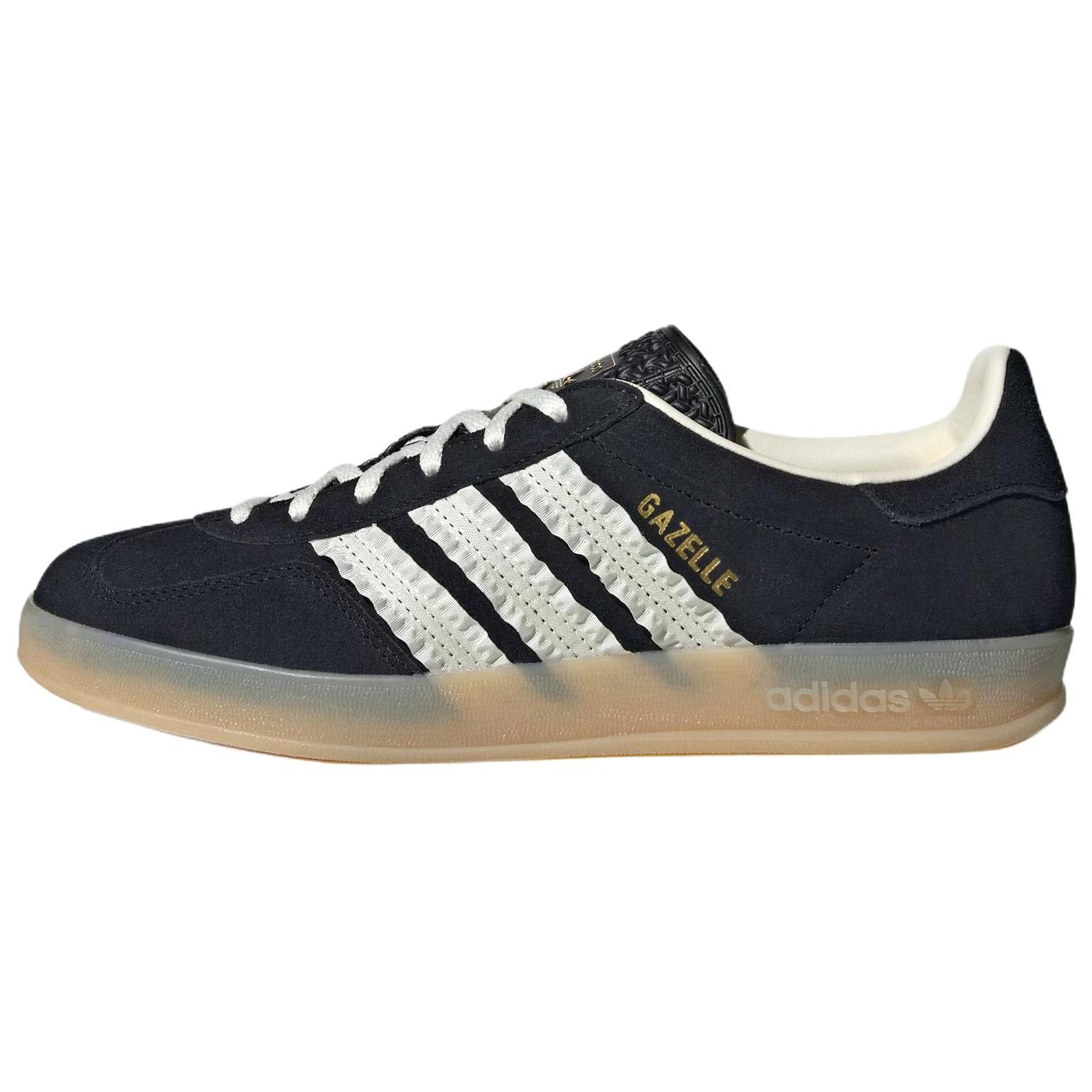 

adidas Gazelle Indoor Рюшированные полоски - Черный Кремовый Камедь Женские Кроссовки Основной черный Кремово-белый JS1412 37⅓