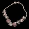 Love Flower Rhinestone Beads Charm Cuff Bangle Bracelet Women Wedding Jewelry