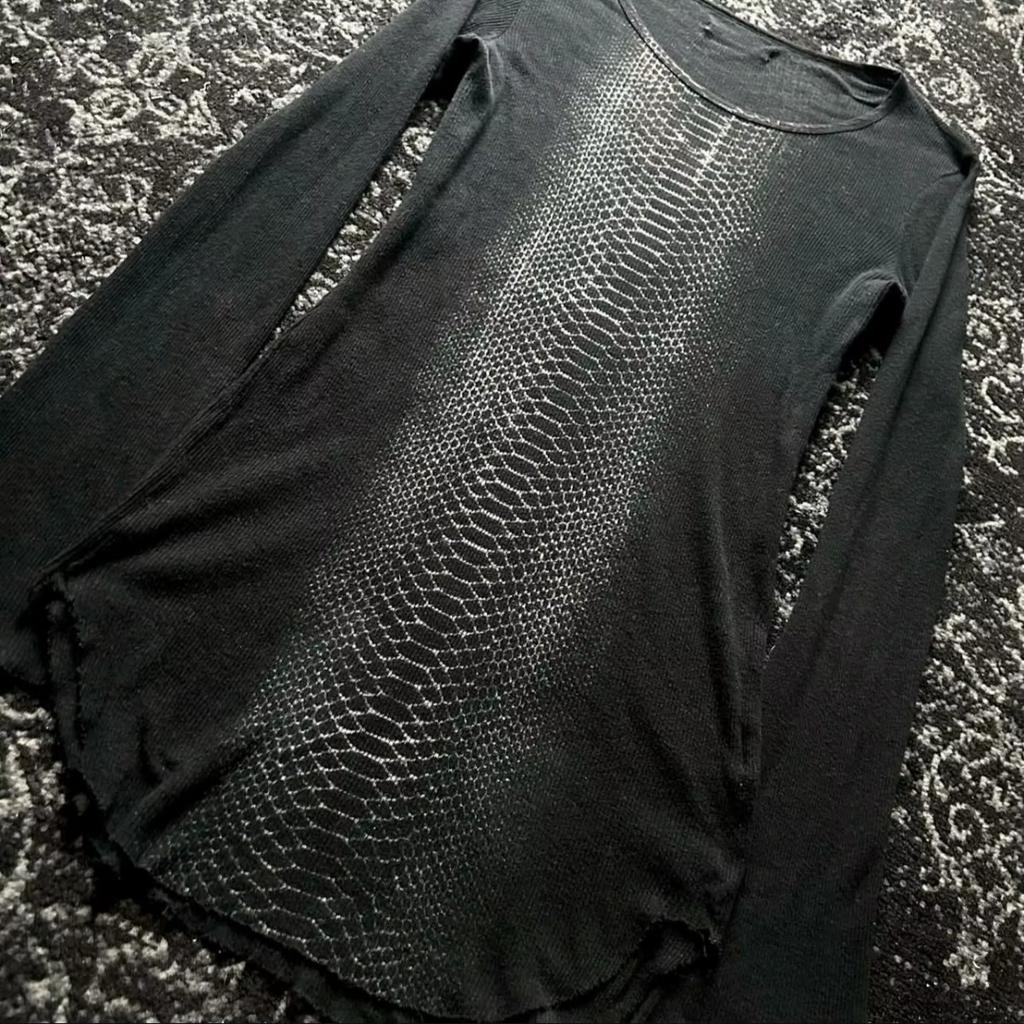 2KWEIRD Y2k Snakeskin Print T-shirt Grunge Aesthetics Long Sleeve Knitted Tops Vintage 2000s Streetwear American Retro